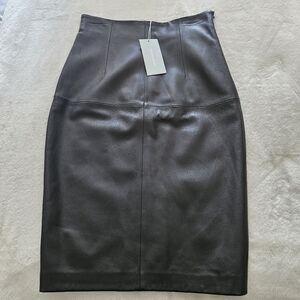 Antonio Melani Black Leather Gisele Pencil Skirt: Size- 6